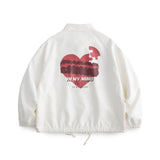 Valentine's Day Jacket Loose Heart Shape Printed Jacket