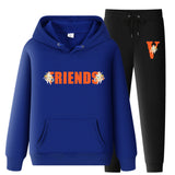 Vlone Hoodie & Pants 2 Piece Set Printed Sweater Casual