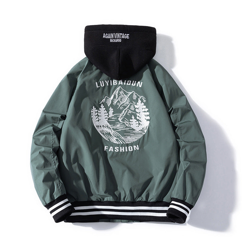 Varsity Jacket Embroidered Flight Suit Baseball Uniform Thin Stand Collar