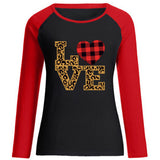 Valentine's Day T Shirt Love Leopard Print Letter Plaid Heart Printing Women's T-shirt