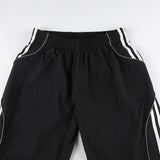 Julia Fox Low Rise Jeans Side Split Contrast Color Stripe Design Casual Sports Pants Low Waist All-Match Hip Hop Woven Trouser