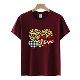 Valentine's Day T Shirt Men's and Women's Heart Printing Pullover Cotton Short Sleeve Women's T-shirt