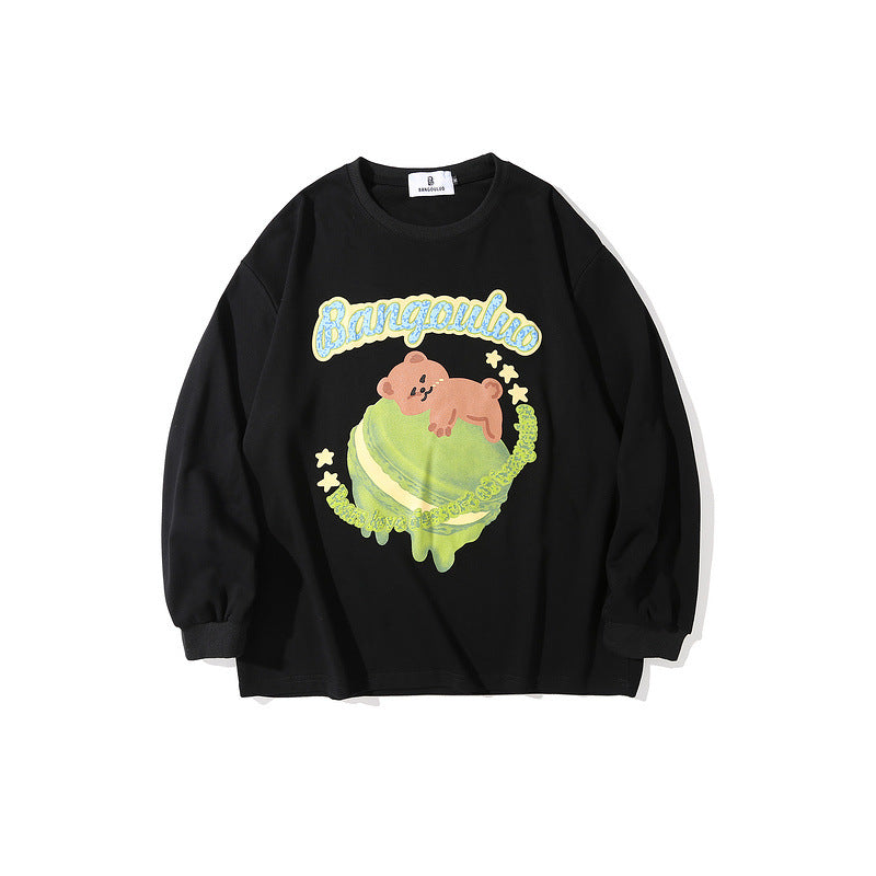 Man Fall Outfits Long-Sleeved T-shirt Men and Women Loose Autumn and Winter Hip Hop Casual