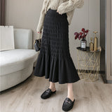 MIDI Mauve Skirt Knitted Skirt A- Line Autumn and Winter