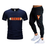 Vlone T Shirts & Pants 2 Piece Set Men'S Summer T-Shirt Short Sleeve Sports And Leisure