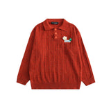 Men Sweater Men's Lapel Sweater Half-Open Collar Pullover