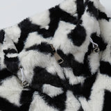 Cardigan Baseball Jacket Corrugated Imitation Rabbit Fur Loose Stand Collar Coat