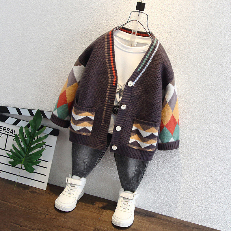Toddler Boys Sweater Boys' Knitted Sweater Cardigan Coat