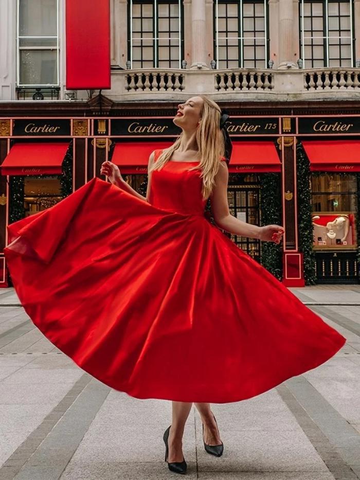 Burgundy Evening Dresses for Weddings Slim-Fit Sexy Midi Dress Red Solid Color Dress