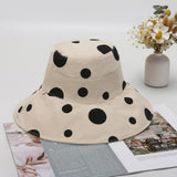 Women Bucket Hat Casual Sun Hat Polka Dot Double-Sided