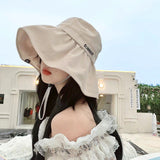 Women Bucket Hat Sun Protection Folding Sun Hat Big Brim