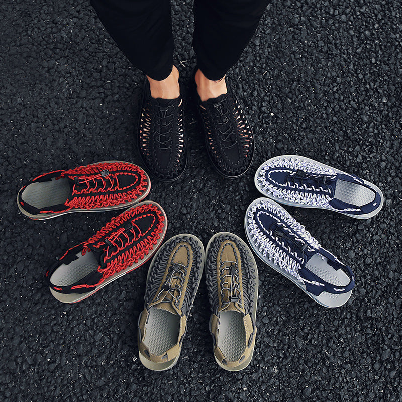 Men Sandals Large Size Sandals Men's Beach Shoes Woven Sandals Casual