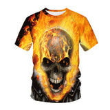 Skull T Shirt Black and White Skull round Neck Printing