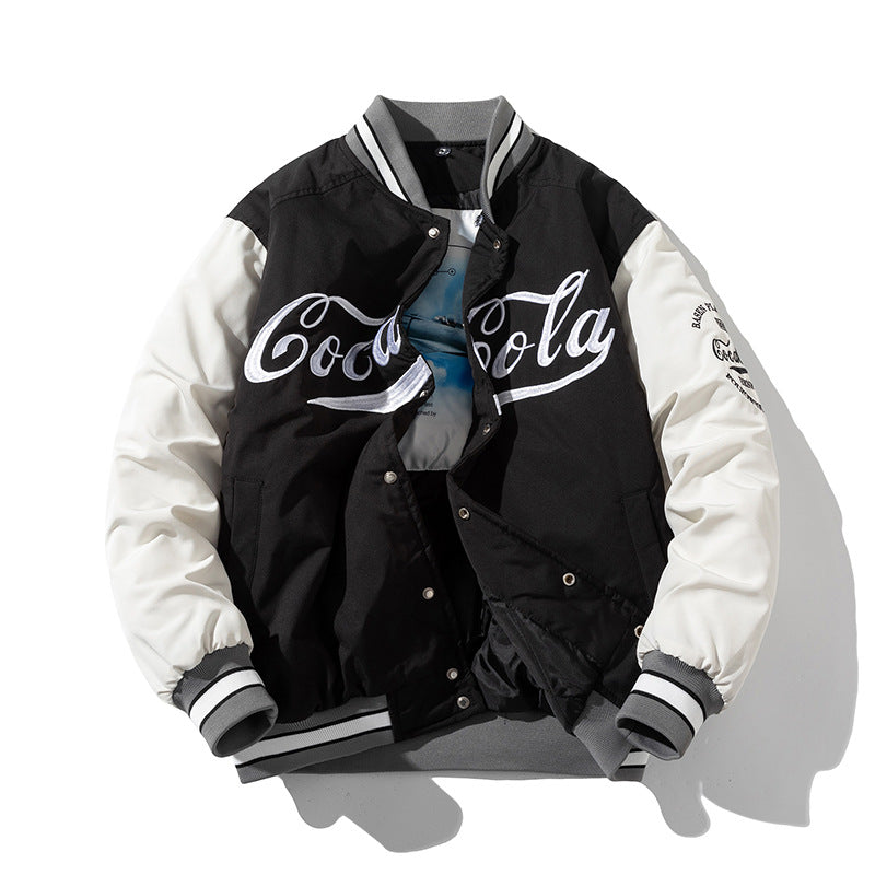 Varsity Jacket Embroidered Coat Men'S Winter Colorblock Baseball Uniform