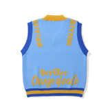 Men Sweater Flower Jacquard Color Matching Sleeveless Sweater Vest Men