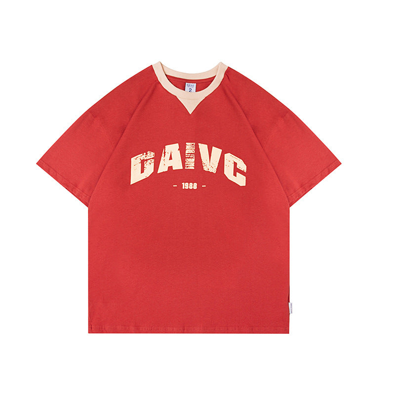 Men T Shitrs Letter Printed Round Neck
