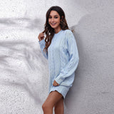 Sweater Dress Outfit with Tights 2 Pieces Set Woolen Skirt Women's Knitted Dress Loose