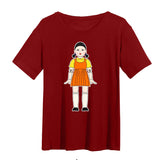 Squid Game Costume round Six Wooden Printed Top Short Sleeve T-shirt