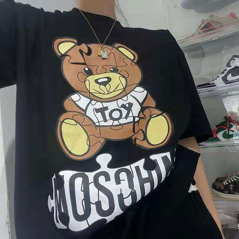 Moschino T Shirt Loose Leisure Sports Short Sleeve