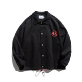 Man Fall Outfis Autumn Pattern Printing Casual Polo Collar Jacket Boys Baggy Coat