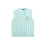 Men Sweater Chain Pin Sleeveless Sweater Vest Men Vest Coat