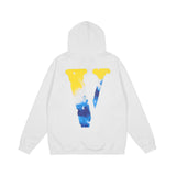 Vlone Hoodie Men'S Letter Large V Printed Hat Hooded Sweater Lining