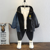 Toddler Boys Jackets Boys Autumn Clothing Stitching Jacket Hooded Jacket