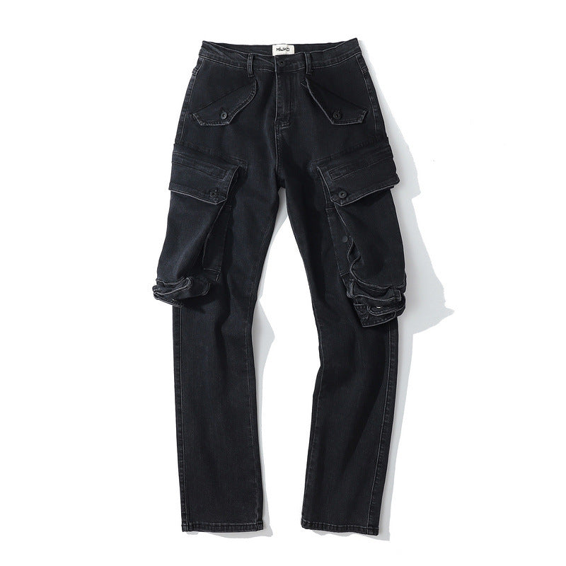 Man Fall Outfits Men's Loose Distressed Trendy Straight-Leg Trousers Trendy