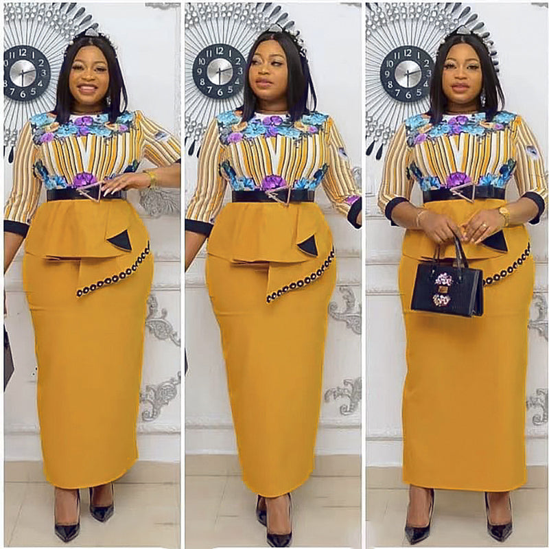 African Dashiki Dress Printed Ruffled Dress