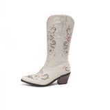 Beth Dutton Shoes Embroidered Rhinestone Women's Large Size Women's Shoes Knee-High Boots
