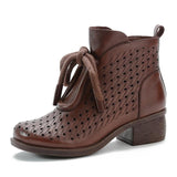 Highway Flat Sandals Spring Zipper Retro Hole Shoes Large Size Thick Heel Sandals for Women