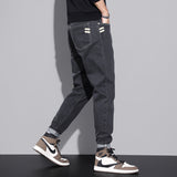 Cuffed Cargo Pants Men's Jeans Trendy Slim Casual Simple Elastic Straight