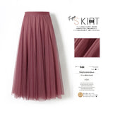 MIDI Mauve Skirt Long Skirt Large Swing Skirt Slimming A- line Skirt Cover Purple Gauze Skirt