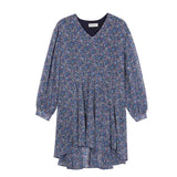 MIDI Mauve Wrap Dress Women's Long-Sleeved Dress Loose Skirt