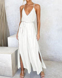 MIDI Mauve Cocktail Dress Summer Fashion Casual Solid Color and V-neck Sling