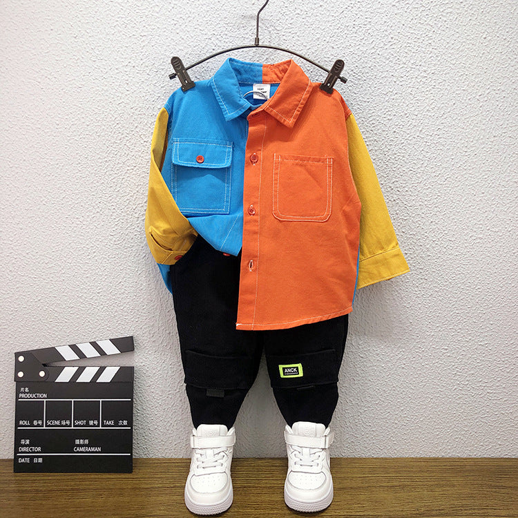 Toddler Boys Sweater Boys' Shirt Children's Long-Sleeved Spring and Autumn Shirt