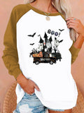 Halloween Costumes Case Printing Capless round Neck Contrast Color Sweatshirt Female