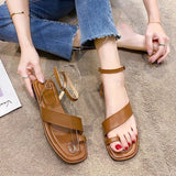 Women Open Toe Sandals Flats Summer Flat Heel Roman Fashion Cross Sandals
