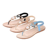 Women Open Toe Sandals Flats Large Size Flat Bottom Casual Elastic Strap Sandals