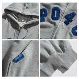 Man Fall Outfis Autumn Simple Flocking Letter Embroidery Casual Cardigan Sweater for Boys Loose Hoodie