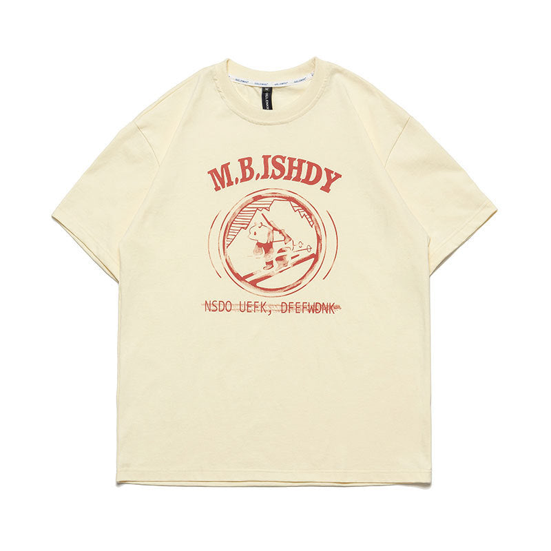 Men T Shitrs Little Bear Ski Pattern Printing