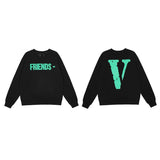 Vlone Sweatshirt Green Large V Round Neck Sweater Loose Casual
