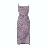 MIDI Mauve Wrap Dress Suspender Dress