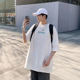 Men T-Shirts Letter Print Loose Casual