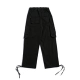 Man Fall Fall Drawstring Trousers Loose Casual with Big Pockets Elastic Overalls