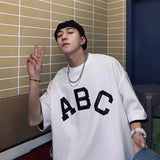 Men T-Shirts Letter Printed round Neck Half Sleeve
