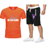 Vlone T Shirts & Shorts 2 Piece Set Letter Large V Printed Short Sleeve