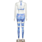 Summer women's sexy hollow-out halter lace-up metal buckle high waist tight sports jumpsuit