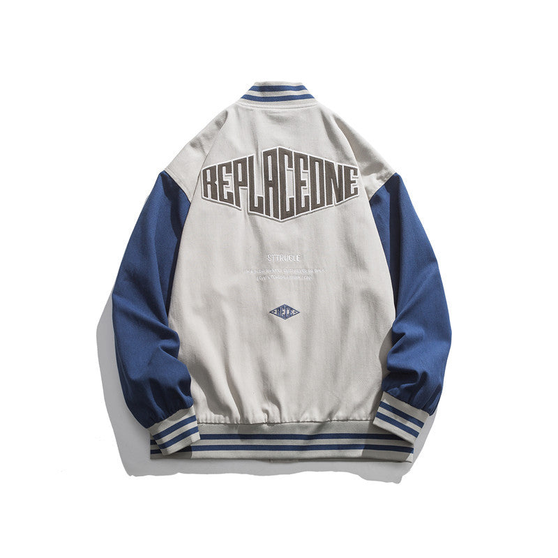 Man Fall Outfis Retro Alphabet Embroidered Baseball Uniform Coat Loose Jacket