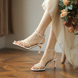 Nude Heels for Wedding Sandals Women's Thin Strap Women's High Heels